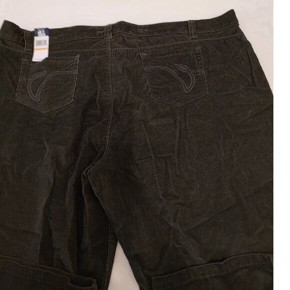 Gloria Vanderbilt Green Corduroy Mid Rise Straight Leg Embroidered Pants 24W - Picture 11 of 14